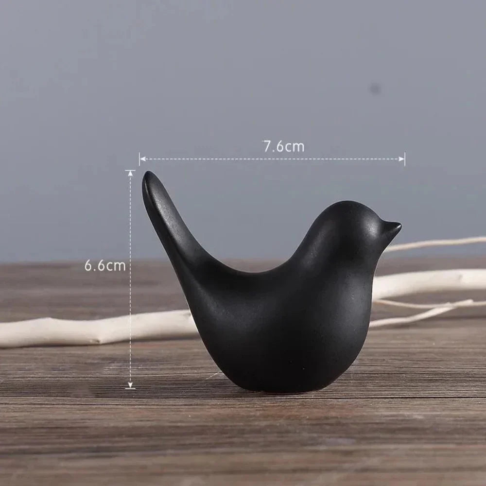 Nordic Bird Figurine - Black White Table Sculpture, texture detail - House Of Avana [[SKU:HOA-SCU-467]]