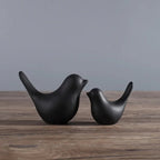 Nordic Bird Figurine - Black White Table Sculpture, detail shot - House Of Avana