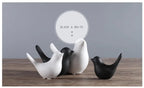 Nordic Bird Figurine - Black White Table Sculpture, angled view - House Of Avana