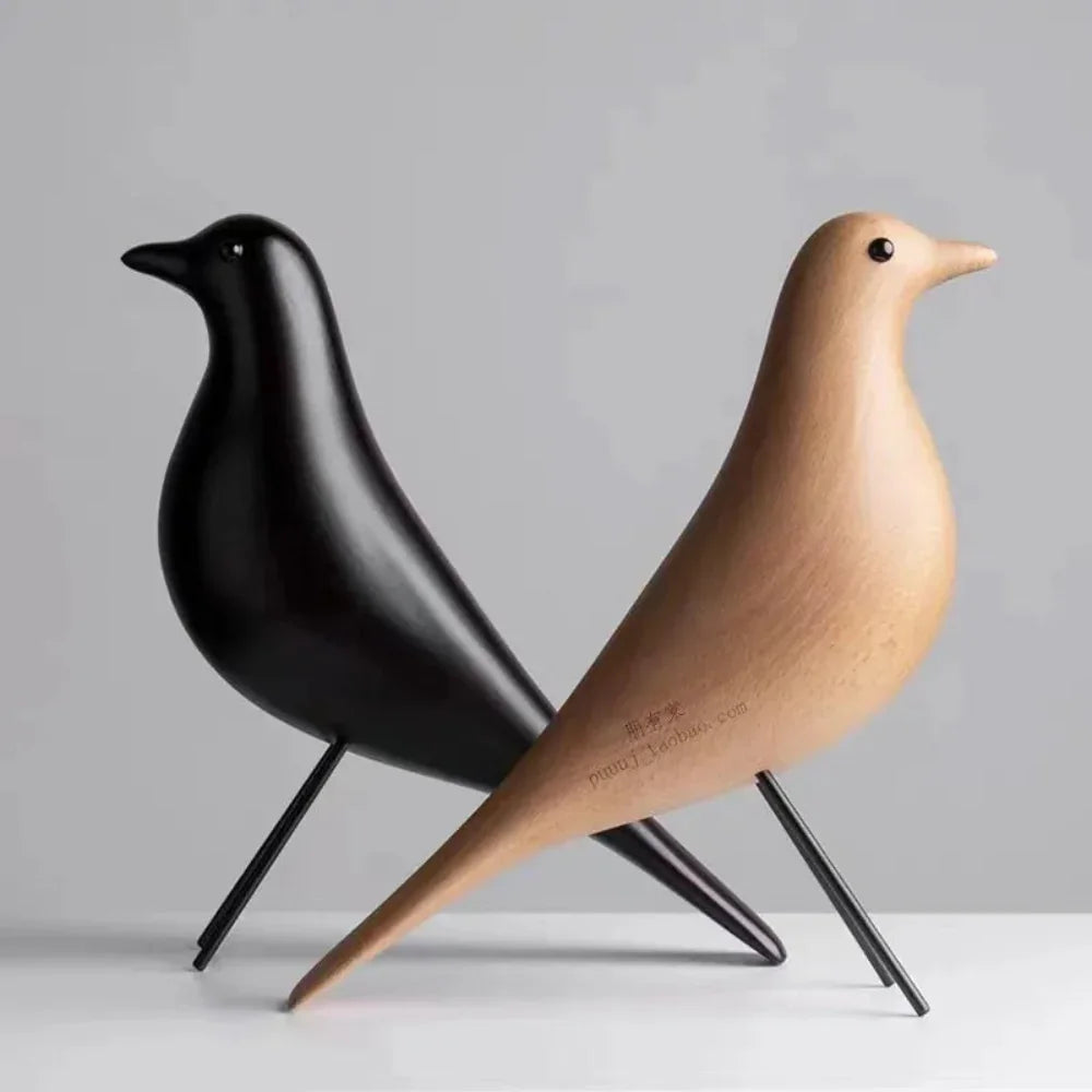 Natural Wood Ornament - Detailed Bird Design, back view - House Of Avana
