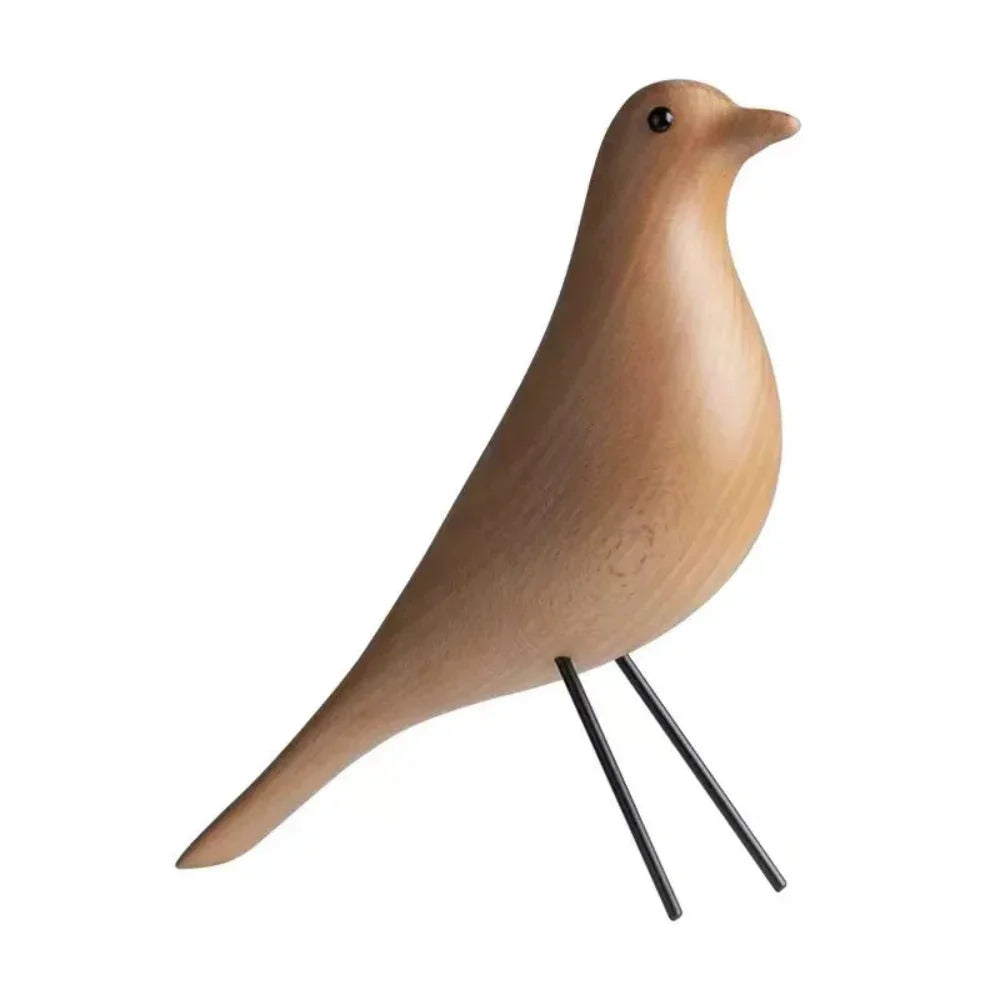 Natural Wood Ornament - Detailed Bird Design, top view - House Of Avana