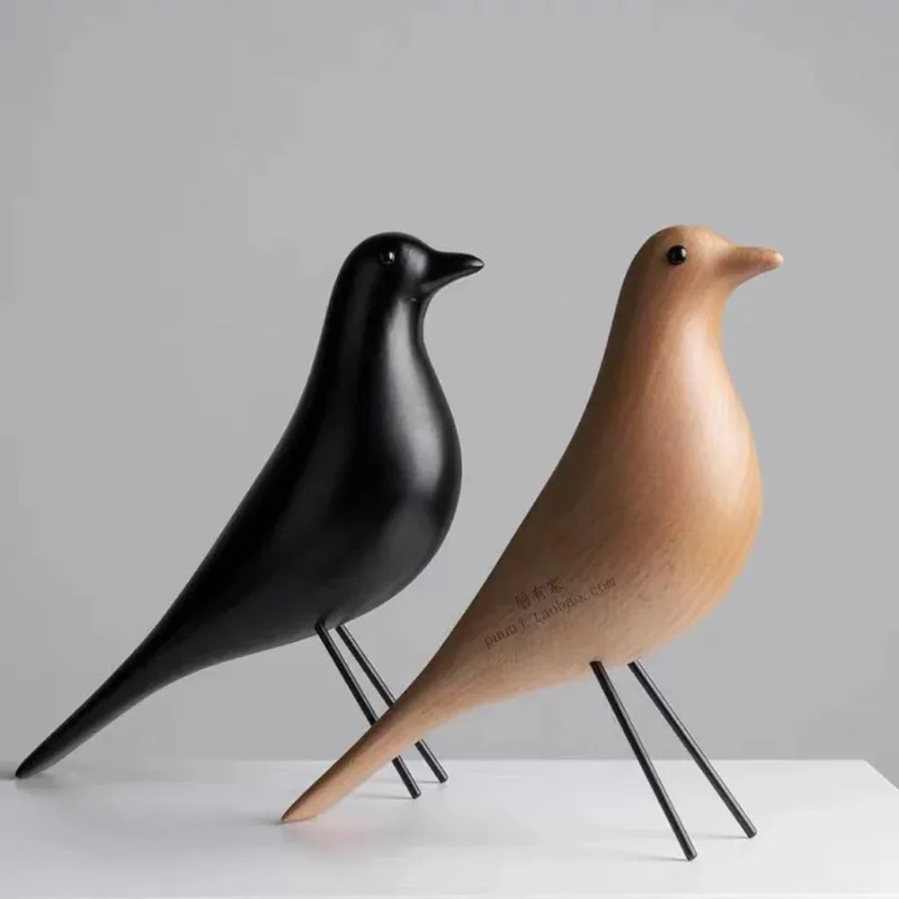 Natural Wood Ornament - Detailed Bird Design, front view - House Of Avana