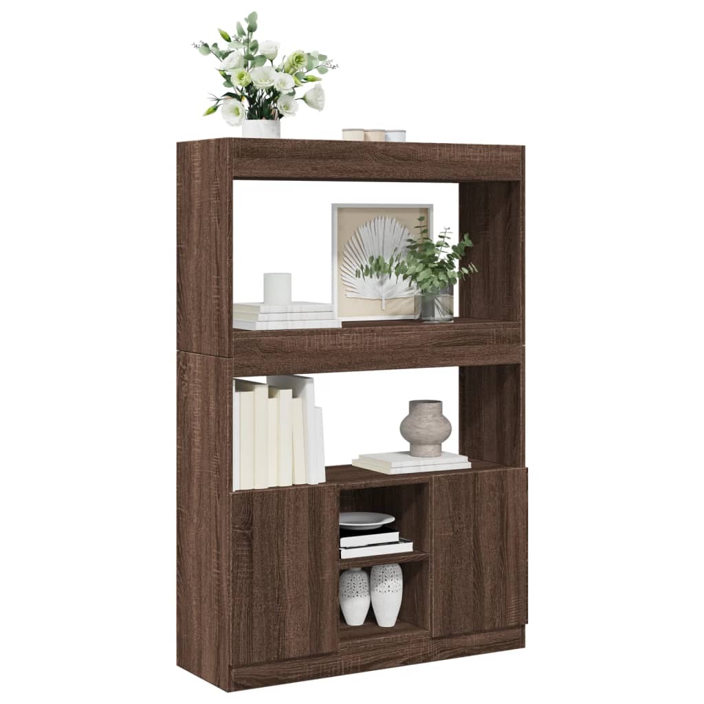 Furniture set, HighboardBrown Oak 92x33x140 cm Engineered Wood, Modern Minimalist, Art Deco, Ample Storage, Ergonomic, Multi-functional, Easy Installation withHardware Included, Suitable for Indoor/Outdoor, Housewarming Gift, House Of Avana