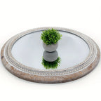 24 Round Farmhouse Circle Mirror with White Wash Beads - Rustic Distressed Wooden Frame, Decorative Wall... - House Of Avana
