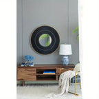 Round Wooden Mirror with Golden Frame - House Of Avana [[SKU:HOA-MIR-013]]