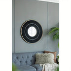 Round Wooden Mirror with Golden Frame - House Of Avana [[SKU:HOA-MIR-013]]