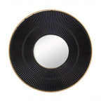 Round Wooden Mirror with Golden Frame - House Of Avana [[SKU:HOA-MIR-013]]