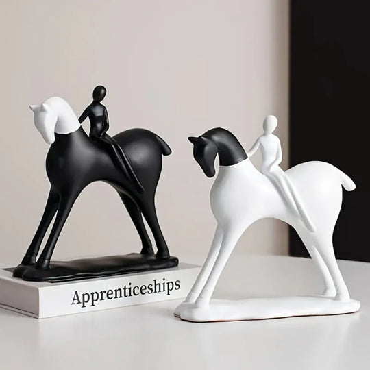 Modern Artistic Horse and Rider Statue - House Of Avana