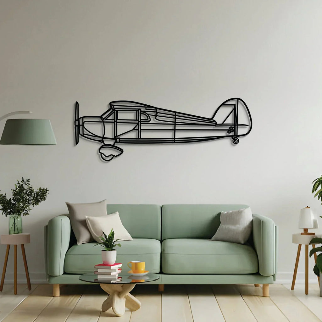 Model B Metal Aircraft Wall Art - Ncp0587, side view - House Of Avana