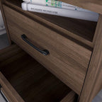 Modern 2-Drawer Nightstand Bedside Table in Brown Walnut Wood Finish