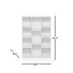 Modern 42-inch High Bookcase with 11-Cube Open Shelves in White Wood Finish