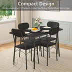 Modern 5-Piece Dining Set with Black Wood-Top Table and 4 Chairs