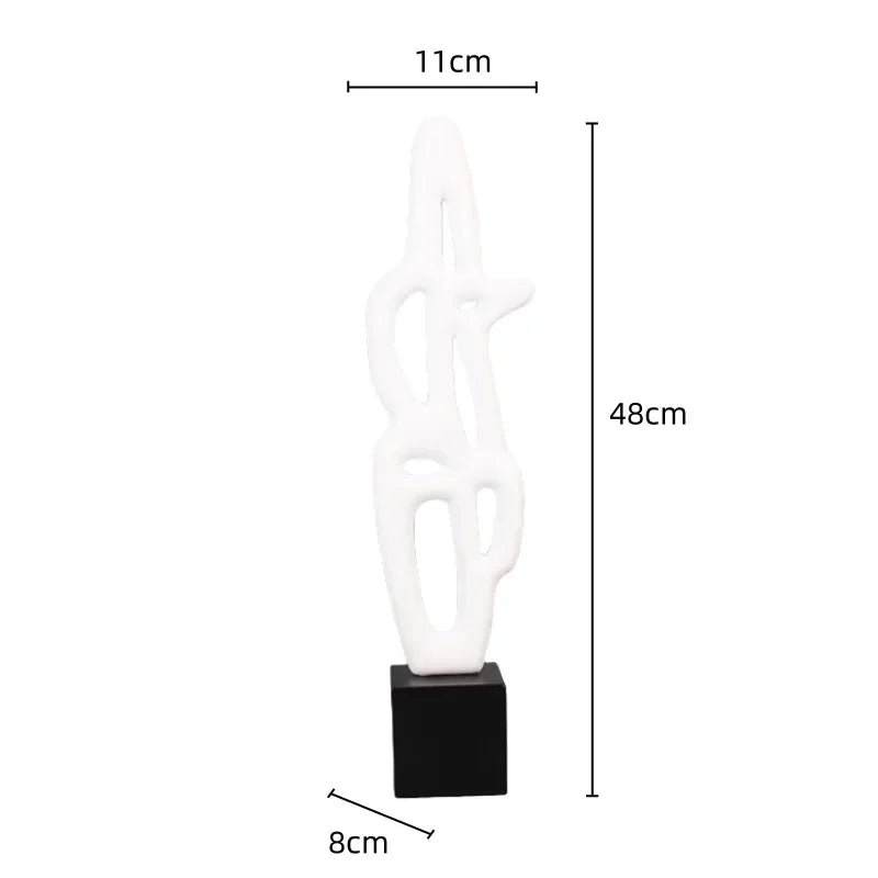 Geometric Sculpture - Black White Hollow Design, alternate view - House Of Avana