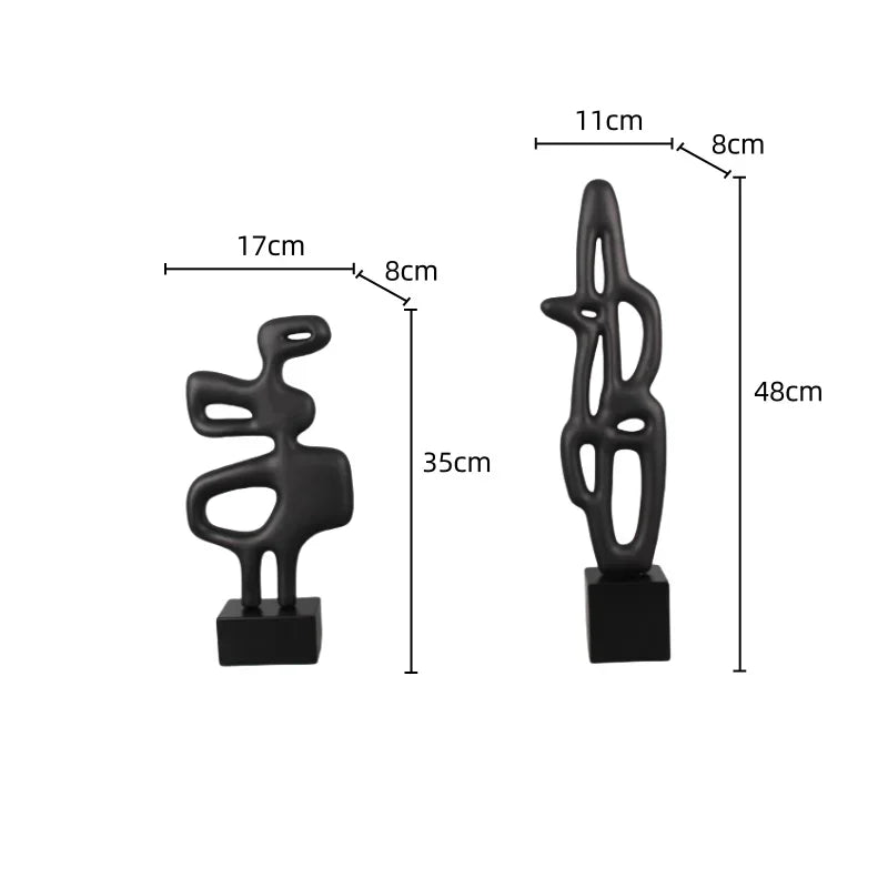 Geometric Sculpture - Black White Hollow Design, lifestyle image - House Of Avana