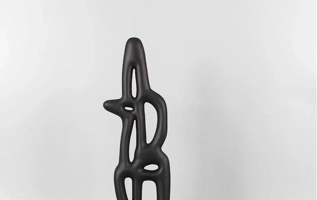 Geometric Sculpture - Black White Hollow Design, angled view - House Of Avana