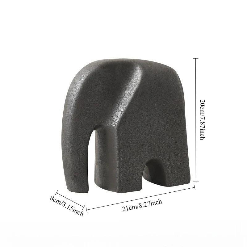 Minimalist Elephant Ornament - White Abstract Design, close-up view - House Of Avana