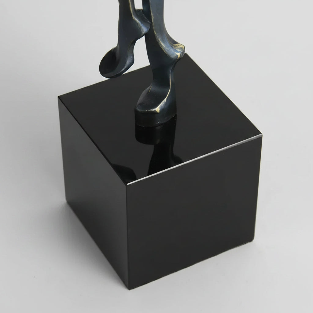 Metal Statue - Nordic Silver Acrobatic Figure | Mixed (Metal and Marble) Figure Sculpture | room setting | Abstract home decor | House of Avana