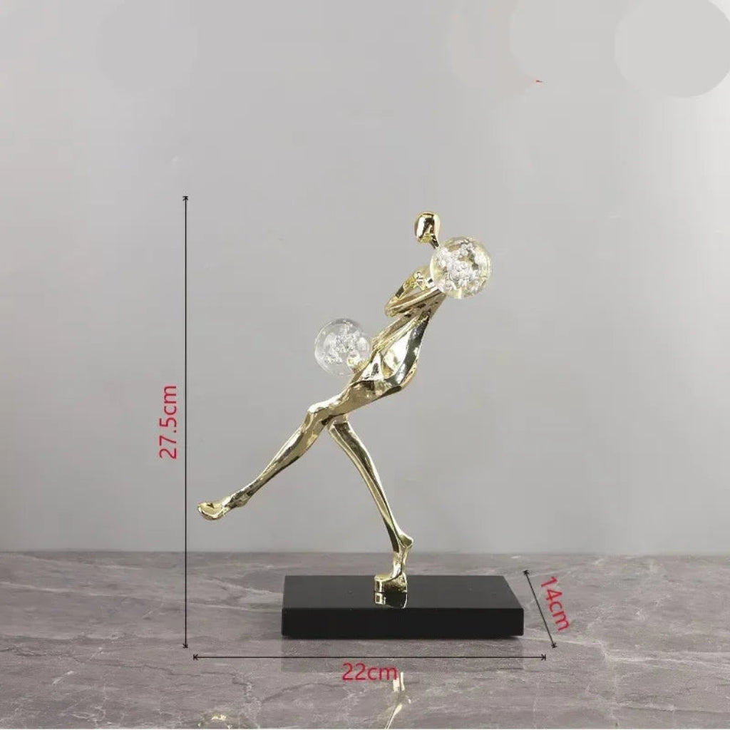 Metal Statue - Nordic Silver Acrobatic Figure | Mixed (Metal and Marble) Figure Sculpture | product view 16 | Abstract home decor | House of Avana