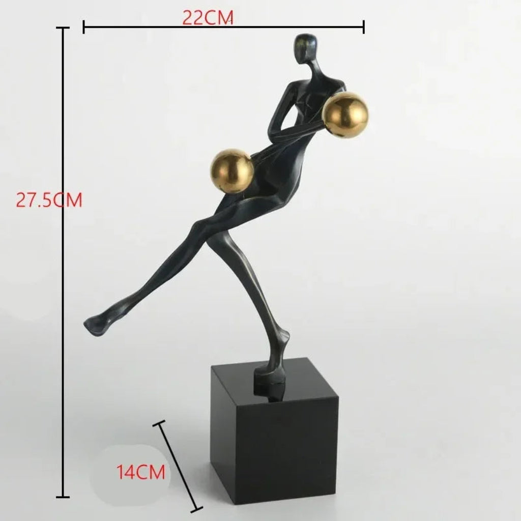 Metal Statue - Nordic Silver Acrobatic Figure | Mixed (Metal and Marble) Figure Sculpture | product view 17 | Abstract home decor | House of Avana