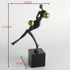 Metal Statue - Nordic Silver Acrobatic Figure | Mixed (Metal and Marble) Figure Sculpture | product view 17 | Abstract home decor | House of Avana