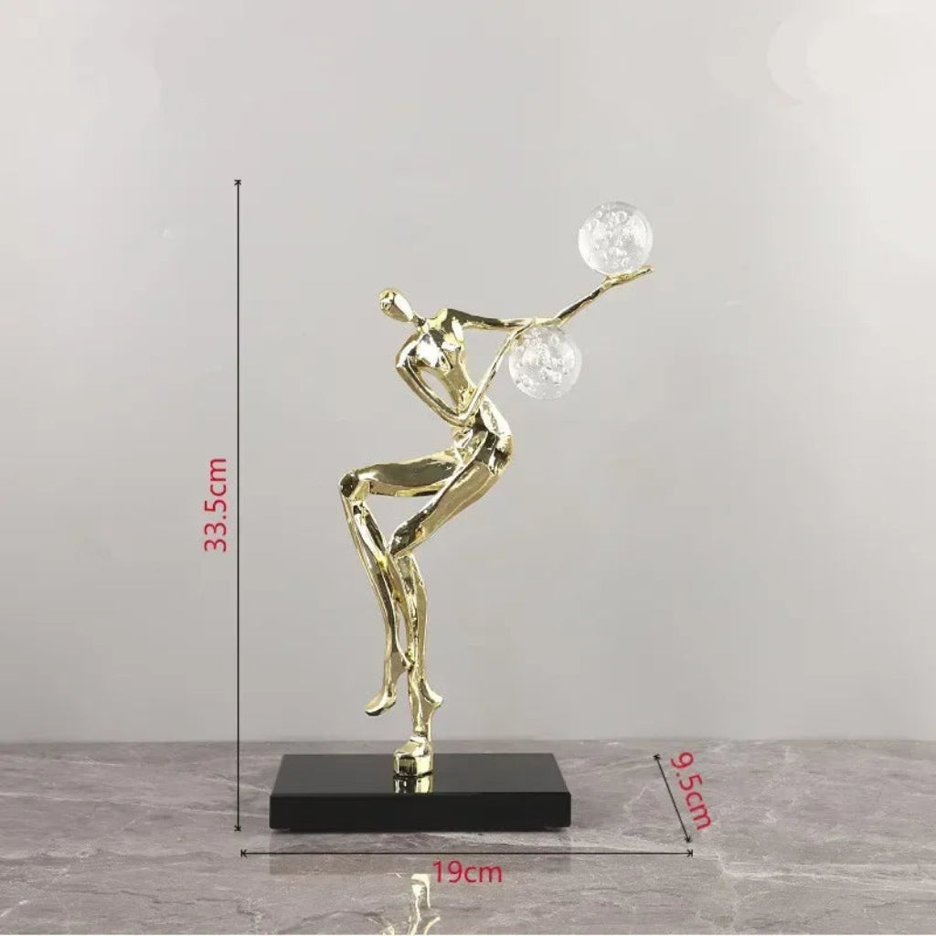 Metal Statue - Nordic Silver Acrobatic Figure | Mixed (Metal and Marble) Figure Sculpture | product view 18 | Abstract home decor | House of Avana