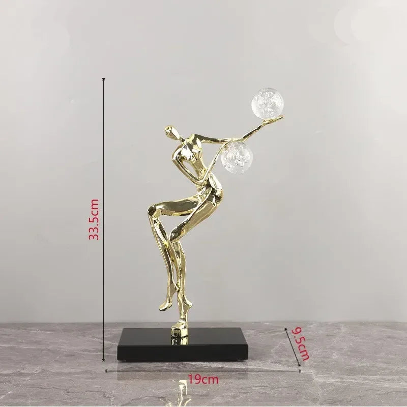 Metal Statue - Nordic Silver Acrobatic Figure | Mixed (Metal and Marble) Figure Sculpture | product view 18 | Abstract home decor | House of Avana