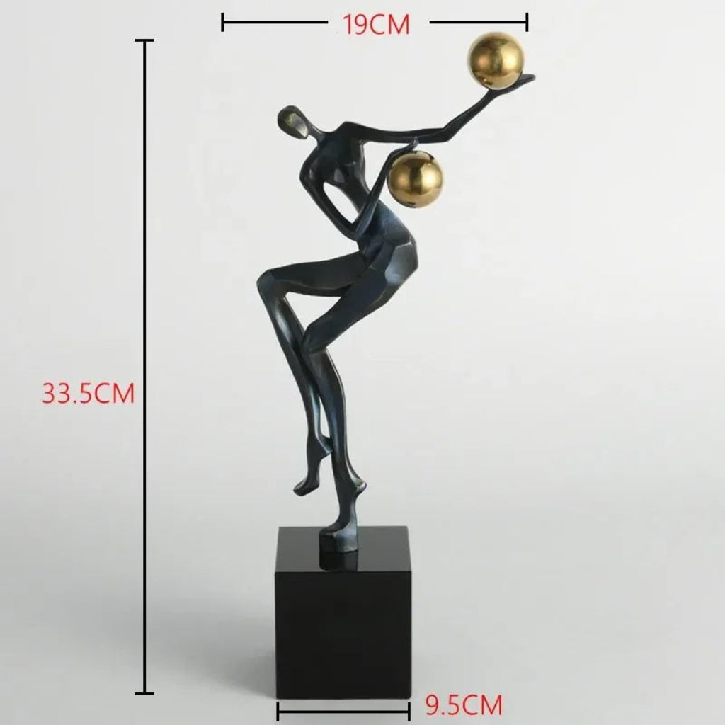 Metal Statue - Nordic Silver Acrobatic Figure | Mixed (Metal and Marble) Figure Sculpture | product view 19 | Abstract home decor | House of Avana