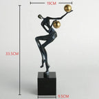 Metal Statue - Nordic Silver Acrobatic Figure | Mixed (Metal and Marble) Figure Sculpture | product view 19 | Abstract home decor | House of Avana