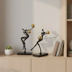 Metal Statue - Nordic Silver Acrobatic Figure | Mixed (Metal and Marble) Figure Sculpture | detail view | Abstract home decor | House of Avana