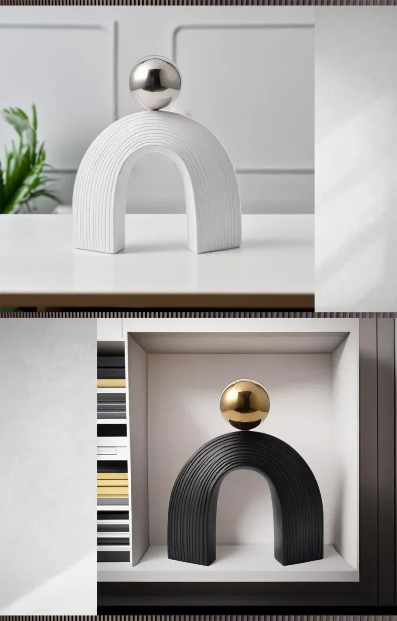 Abstract Art - U-shaped Arch White Modern, texture detail - House Of Avana