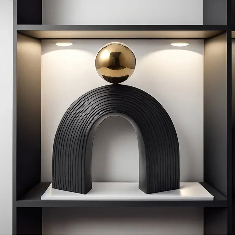 Abstract Art - U-shaped Arch White Modern, back view - House Of Avana