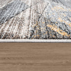 Modern Area Rug Abstract Design 3d Effect in Grey Yellow, back view - House Of Avana