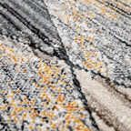 Modern Area Rug Abstract Design 3d Effect in Grey Yellow, side view - House Of Avana