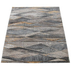 Modern Area Rug Abstract Design 3d Effect in Grey Yellow, detail shot - House Of Avana