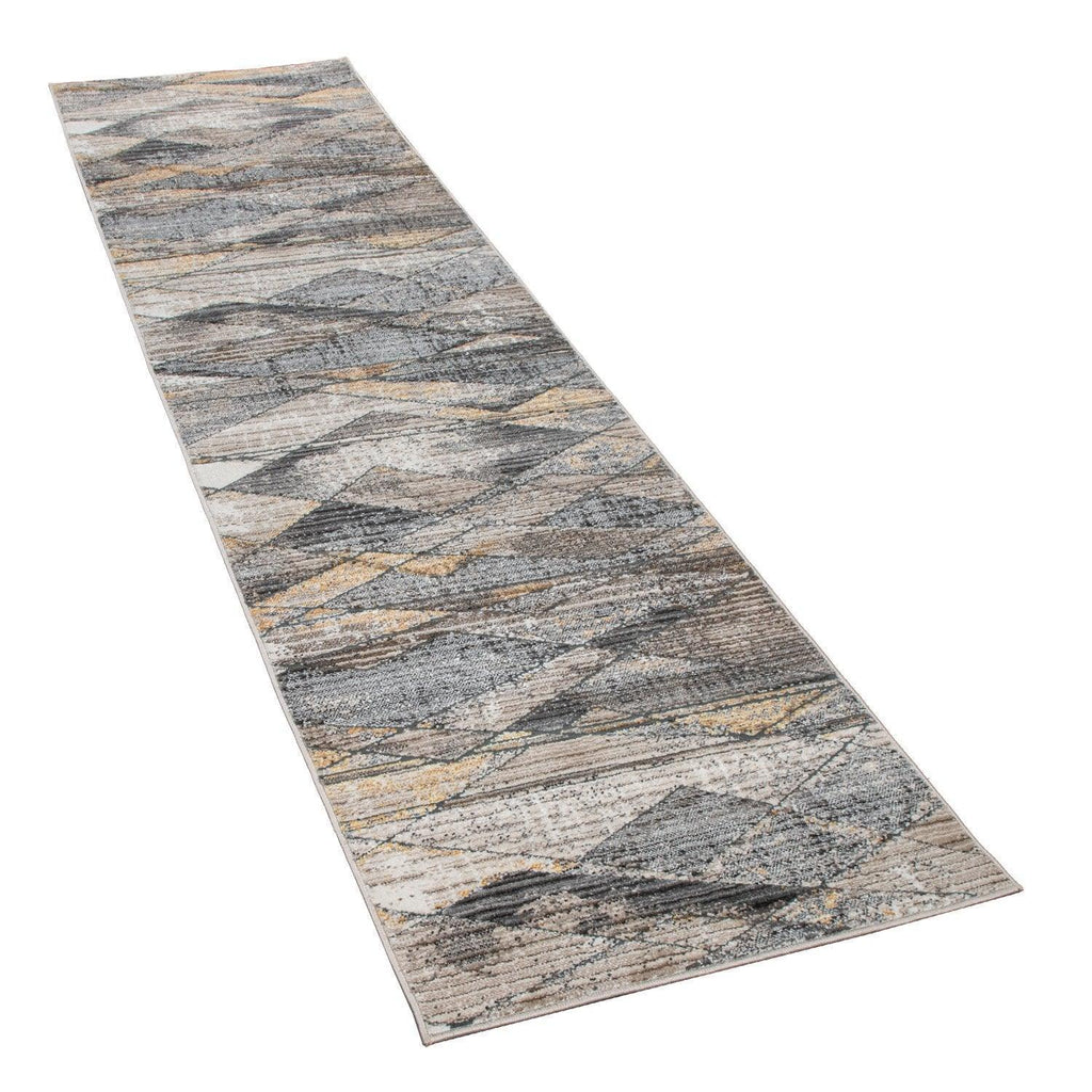 Modern Area Rug Abstract Design 3d Effect in Grey Yellow, lifestyle image - House Of Avana