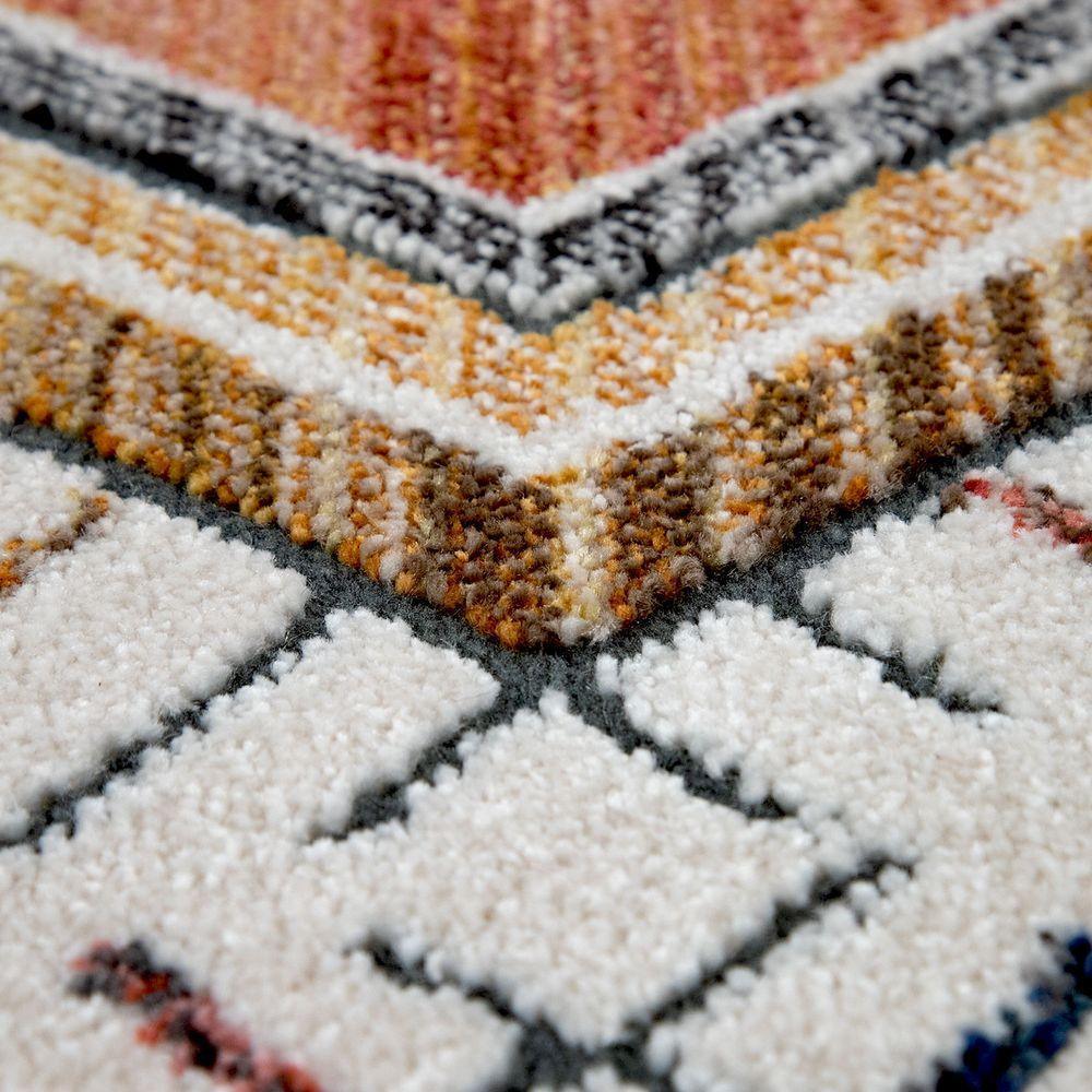 Modern Area Rug Boho Design with Colorful Pattern in Cream, detail shot - House Of Avana