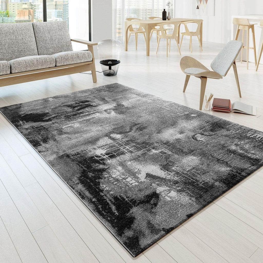Modern Area Rug Canvas Artful Design in Grey, detail shot - House Of Avana