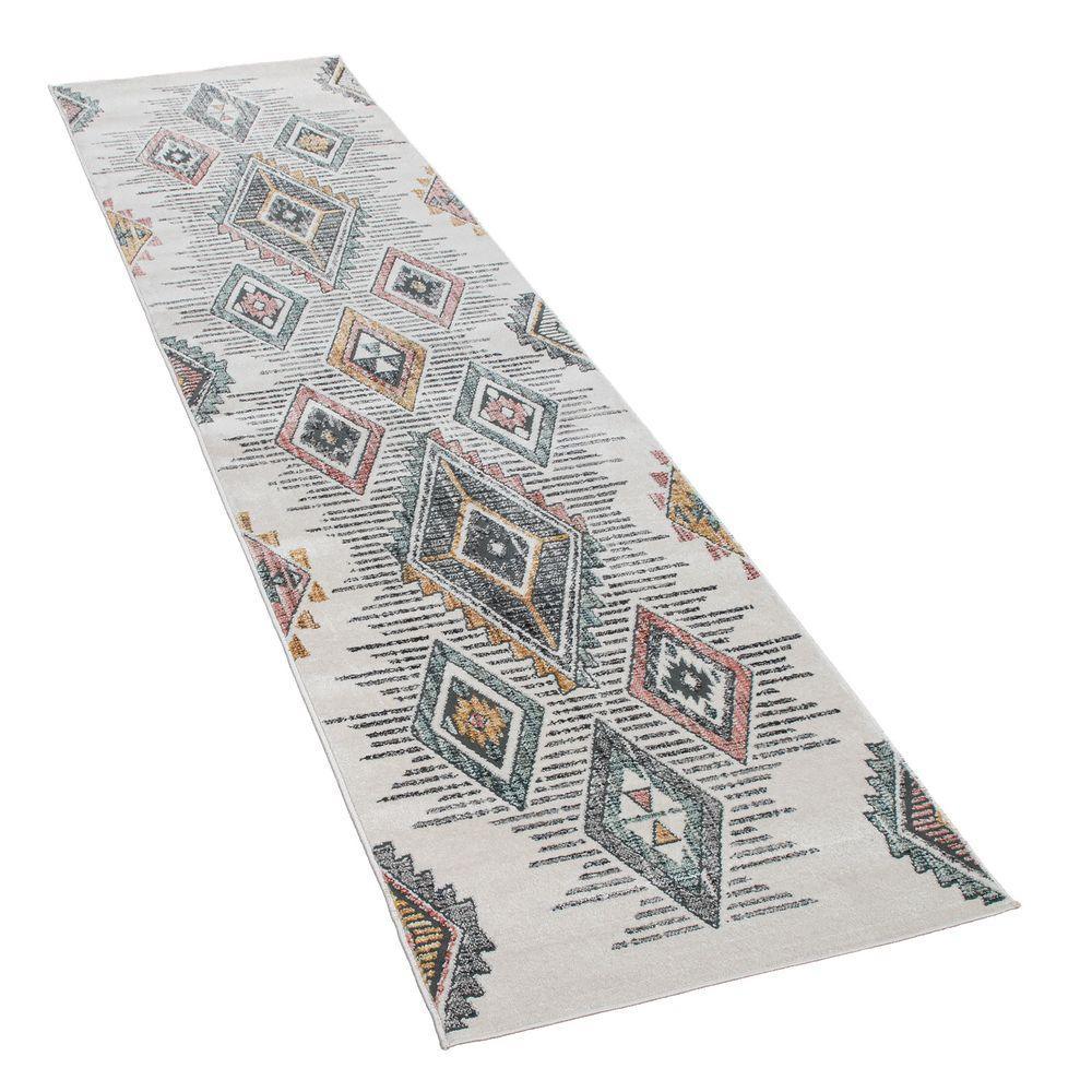 Modern Area Rug Ethnic Design with Colorful Pattern in Cream, lifestyle image - House Of Avana