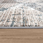Modern Area Rug Geometric Design 3d Effect in Grey Beige, back view - House Of Avana