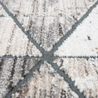 Modern Area Rug Geometric Design 3d Effect in Grey Beige, side view - House Of Avana