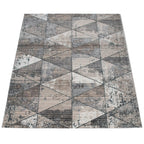 Modern Area Rug Geometric Design 3d Effect in Grey Beige, detail shot - House Of Avana