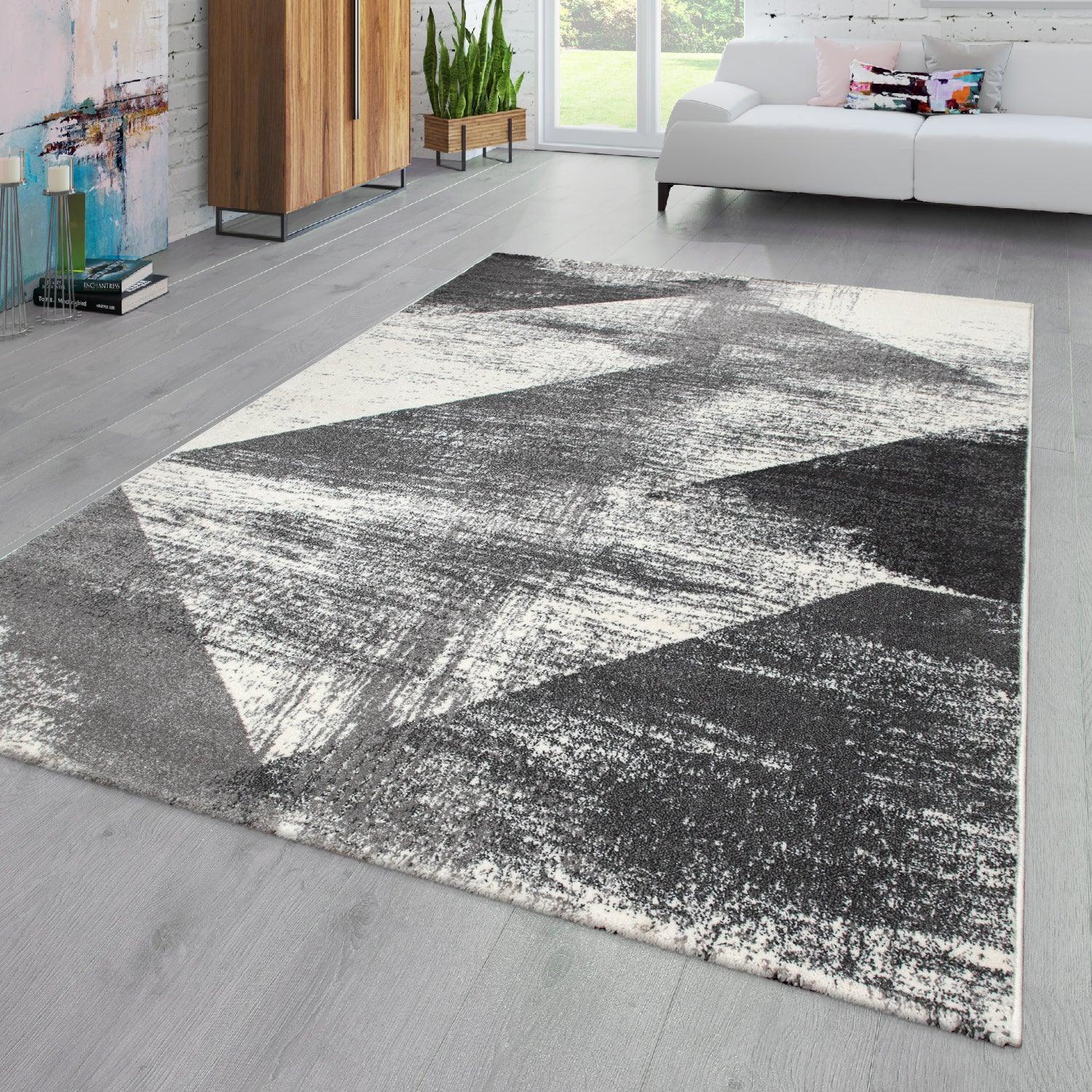 Black and White Abstract Area Rug - House Of Avana