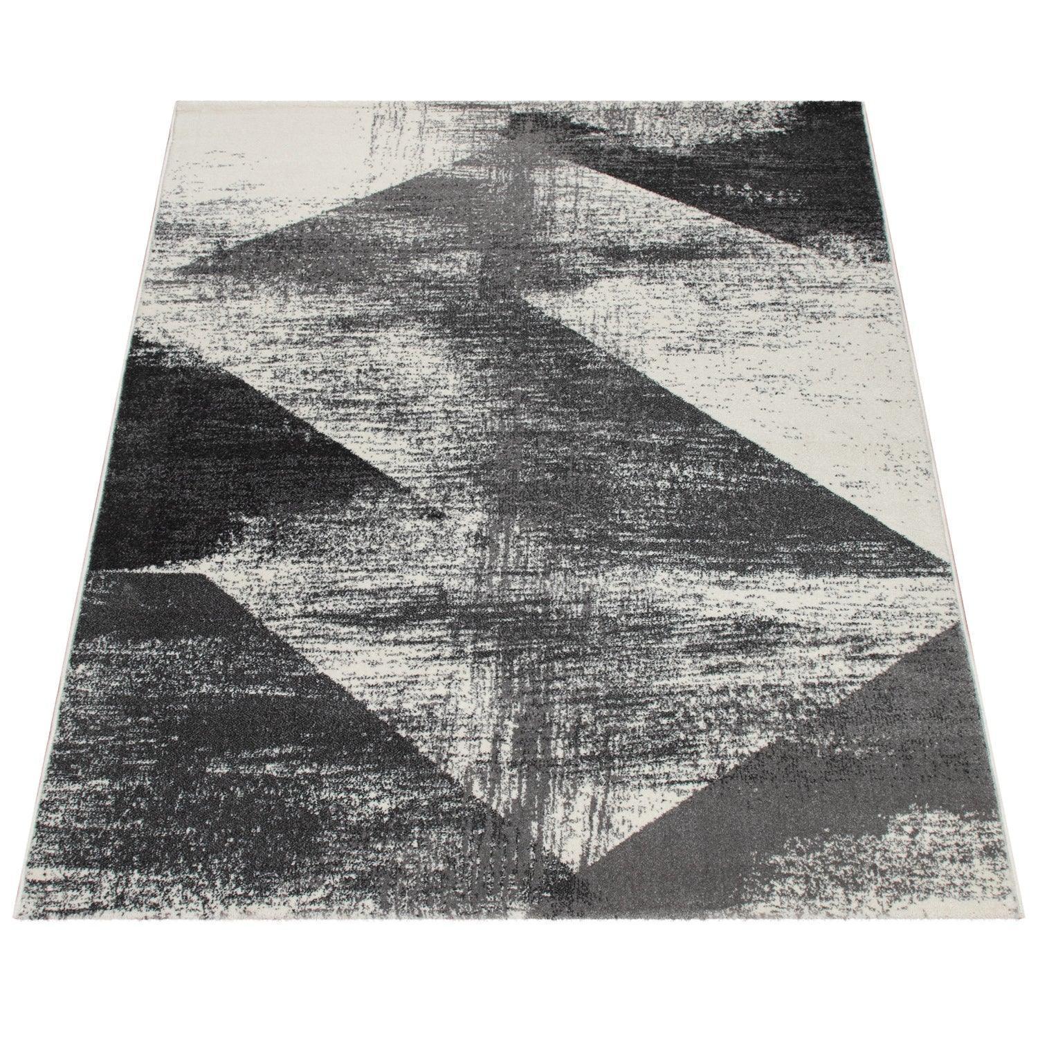 Black and White Abstract Area Rug - House Of Avana