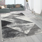 Black and White Abstract Area Rug - House Of Avana