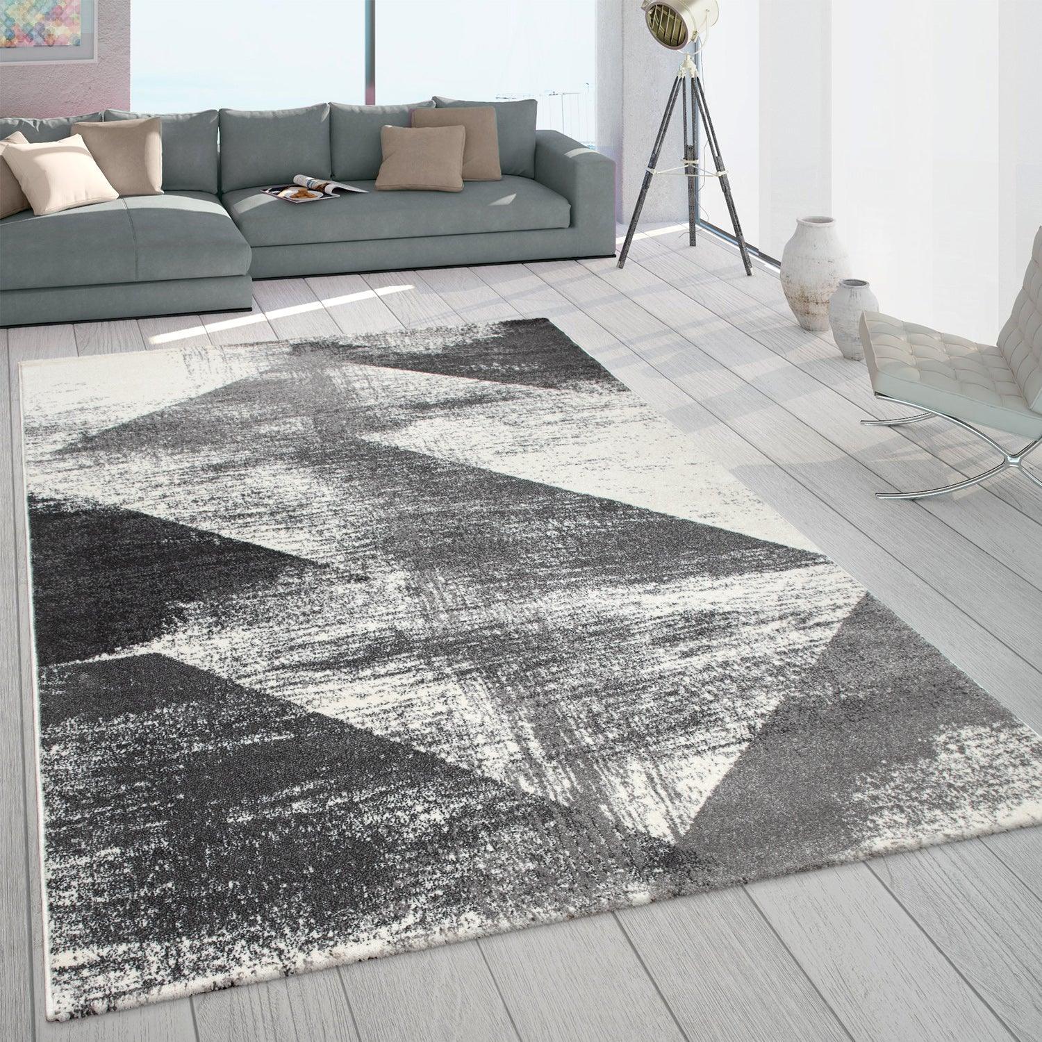 Black and White Abstract Area Rug - House Of Avana