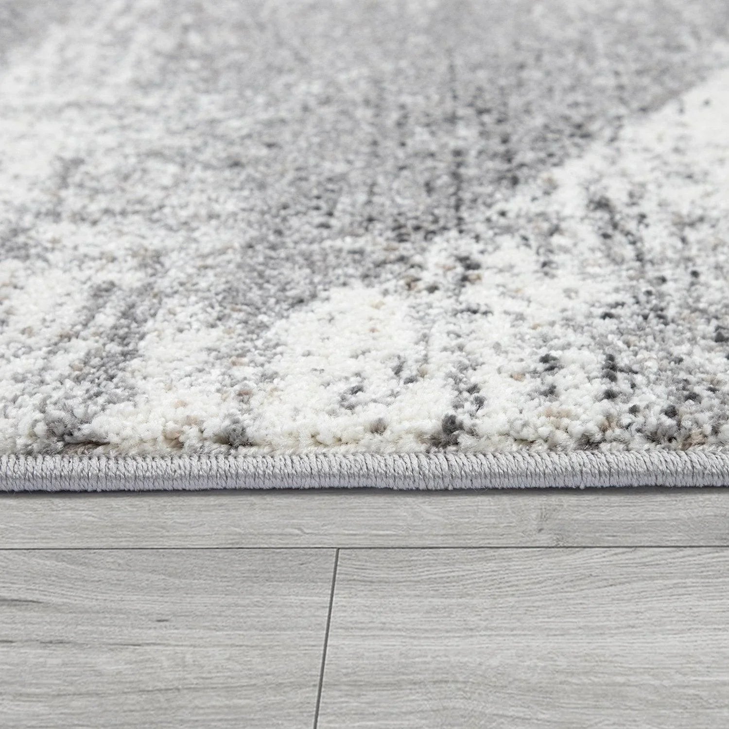 Modern Area Rug Mero Abstract Design - Grey White Brown, back view - House Of Avana