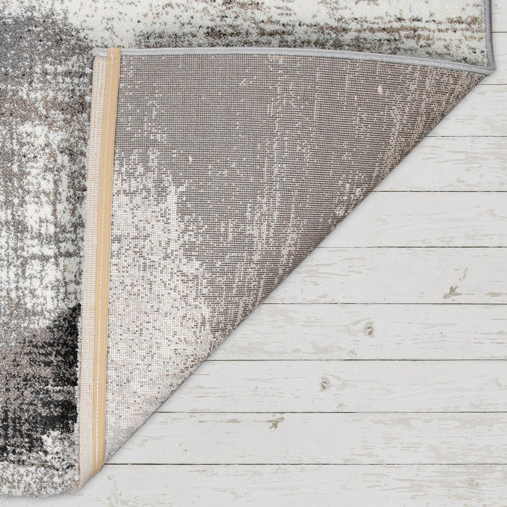 Modern Area Rug Mero Abstract Design - Grey White Brown, detail shot - House Of Avana