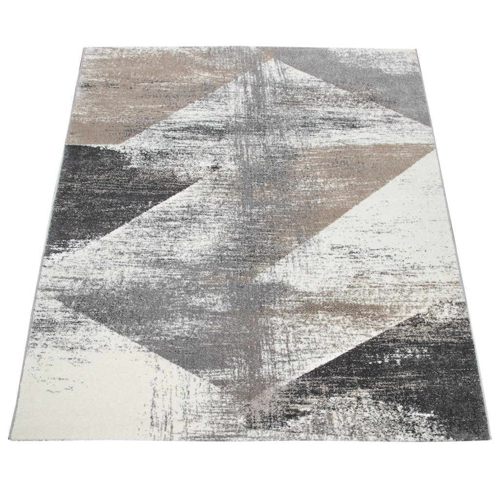 Modern Area Rug Mero Abstract Design - Grey White Brown, lifestyle image - House Of Avana