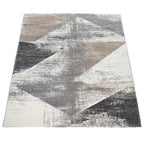 Modern Area Rug Mero Abstract Design - Grey White Brown, lifestyle image - House Of Avana