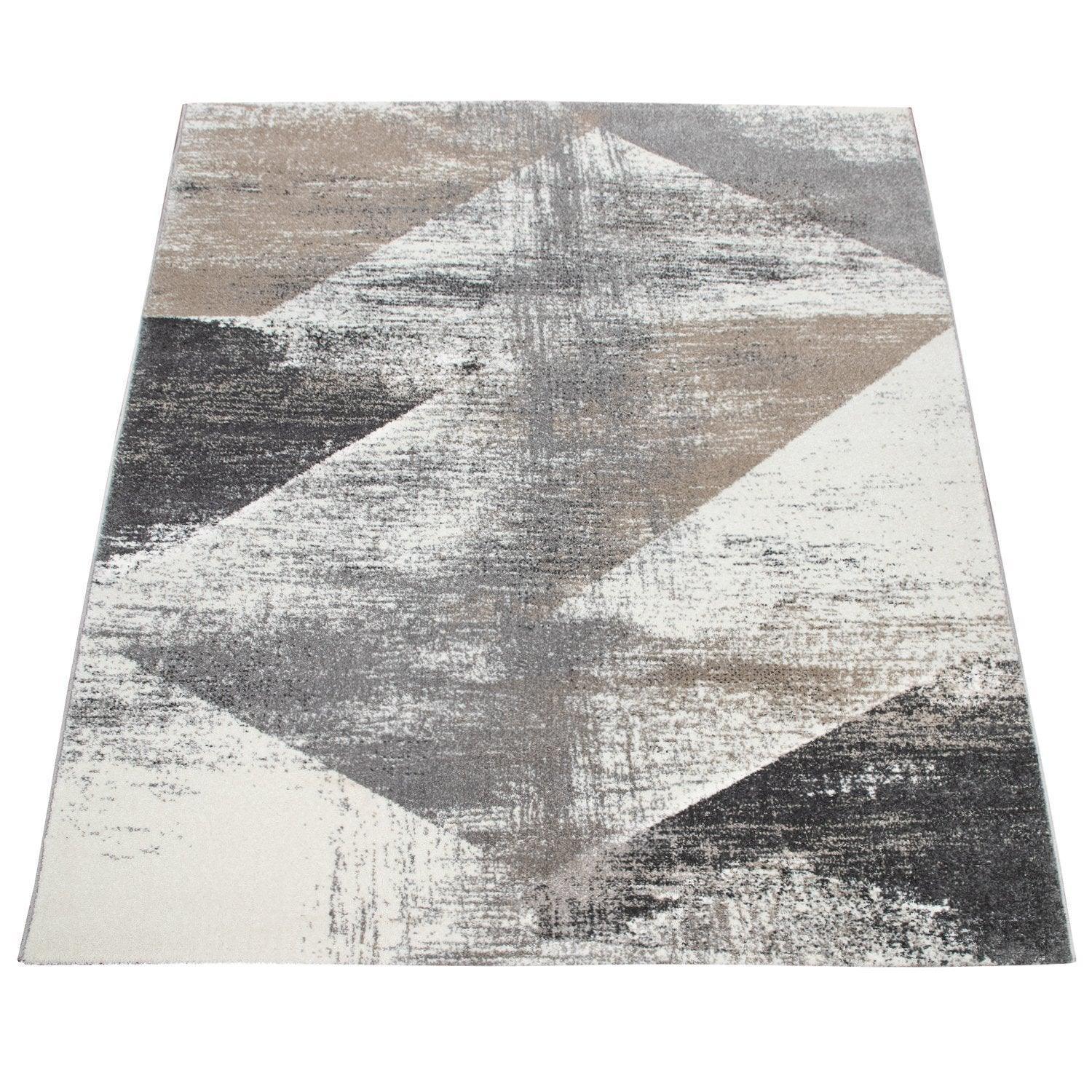 Modern Area Rug Mero Abstract Design - Grey White Brown, lifestyle image - House Of Avana